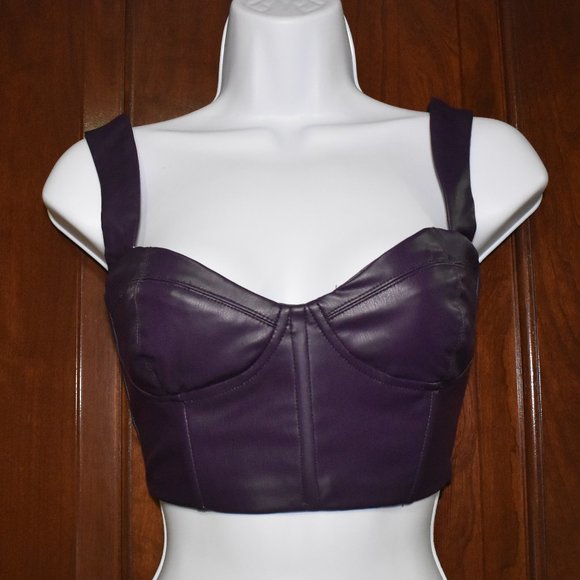 Zara Tops - Zara Purple Faux Leather Cropped top